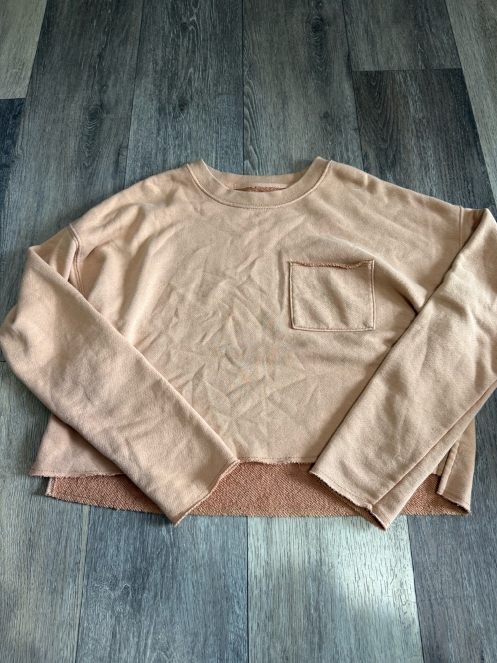 Aerie Cropped Peach Crewneck Sweatshirt